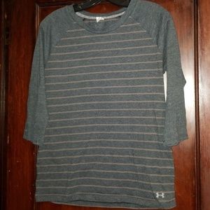 Under Armour Gray Striped Fitted T-Shirt